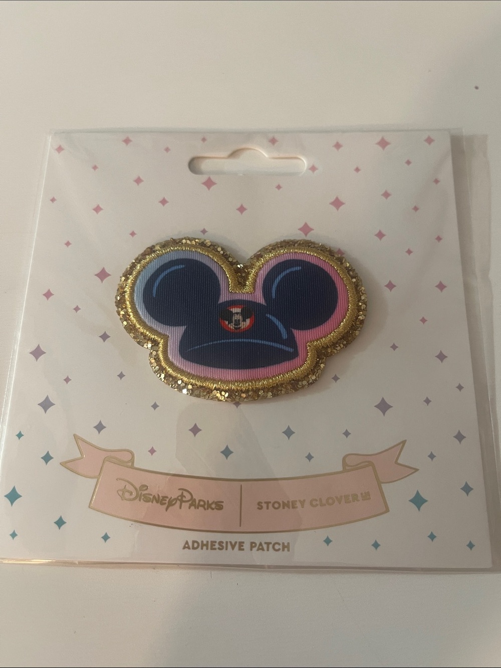 Disney Navy, Pink & Gold Glitter Mickey Ear Adhesive Patch